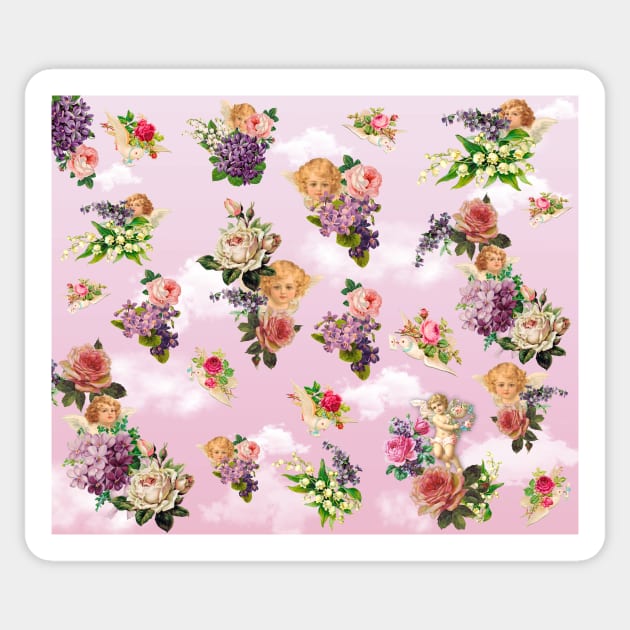 cherub rose garden pink background Sticker by lovefromsirius